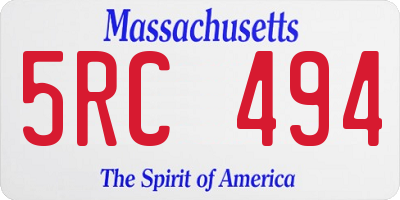 MA license plate 5RC494