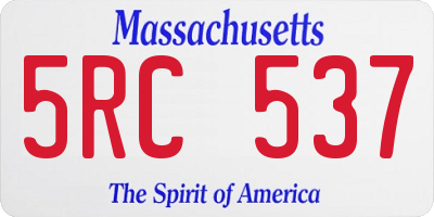 MA license plate 5RC537
