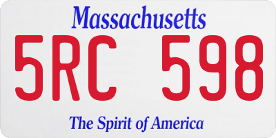 MA license plate 5RC598
