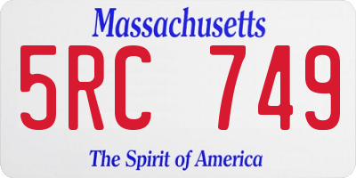 MA license plate 5RC749