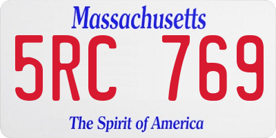 MA license plate 5RC769