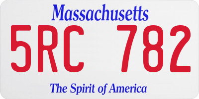 MA license plate 5RC782