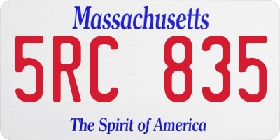 MA license plate 5RC835