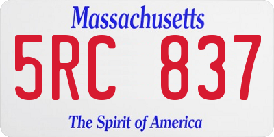 MA license plate 5RC837