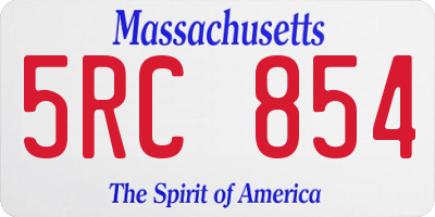 MA license plate 5RC854