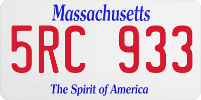 MA license plate 5RC933