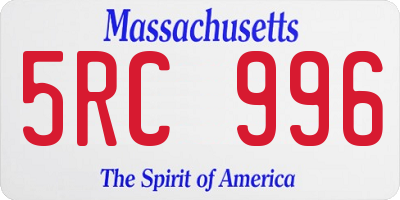 MA license plate 5RC996
