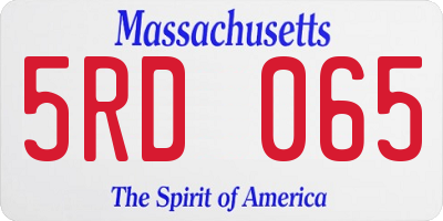 MA license plate 5RD065