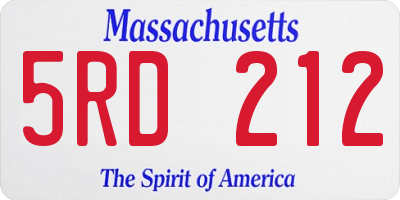 MA license plate 5RD212