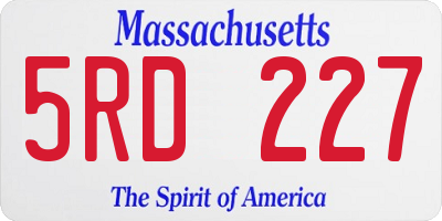 MA license plate 5RD227