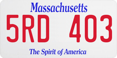 MA license plate 5RD403
