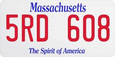 MA license plate 5RD608