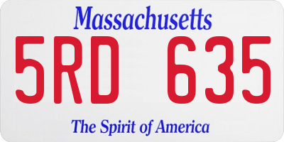 MA license plate 5RD635