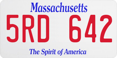 MA license plate 5RD642