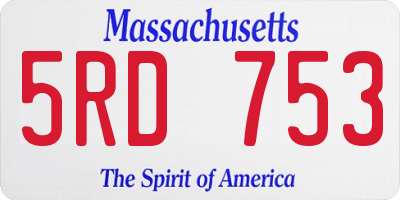 MA license plate 5RD753