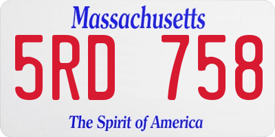 MA license plate 5RD758