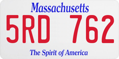 MA license plate 5RD762