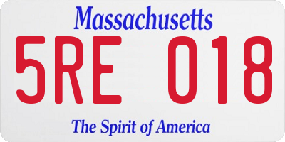 MA license plate 5RE018
