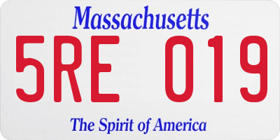 MA license plate 5RE019