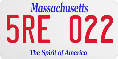 MA license plate 5RE022