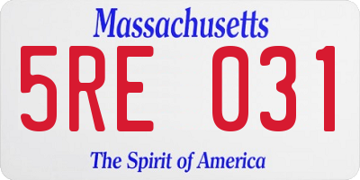 MA license plate 5RE031