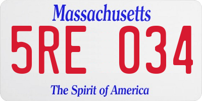 MA license plate 5RE034