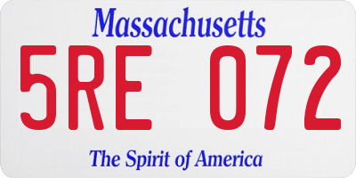 MA license plate 5RE072