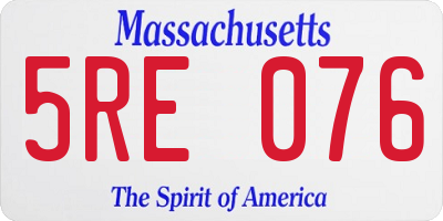 MA license plate 5RE076