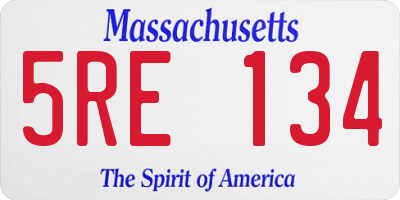 MA license plate 5RE134