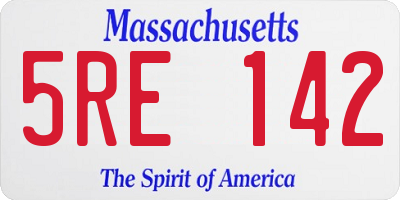MA license plate 5RE142