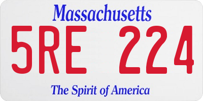 MA license plate 5RE224