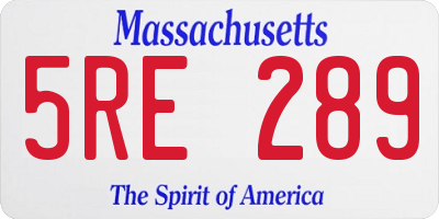 MA license plate 5RE289