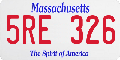 MA license plate 5RE326