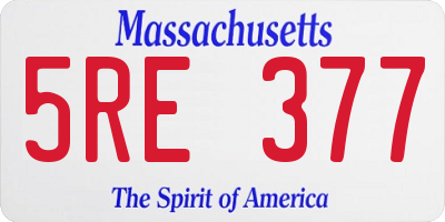 MA license plate 5RE377