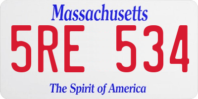 MA license plate 5RE534