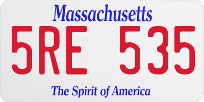 MA license plate 5RE535