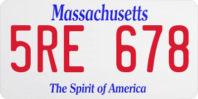 MA license plate 5RE678