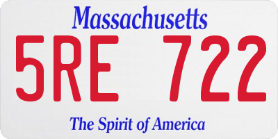 MA license plate 5RE722