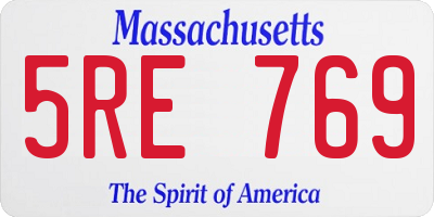 MA license plate 5RE769