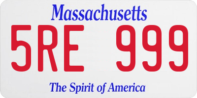 MA license plate 5RE999
