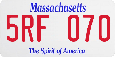 MA license plate 5RF070