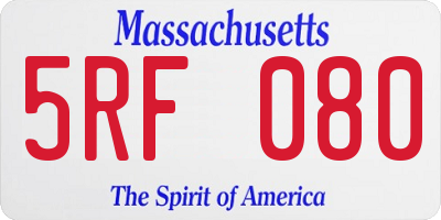 MA license plate 5RF080