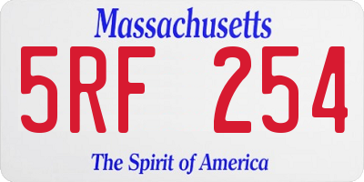 MA license plate 5RF254