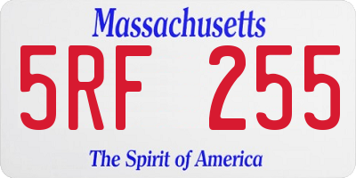 MA license plate 5RF255