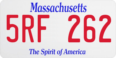 MA license plate 5RF262