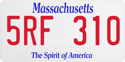 MA license plate 5RF310
