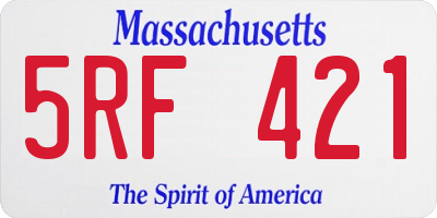 MA license plate 5RF421