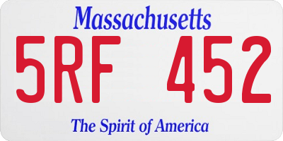 MA license plate 5RF452