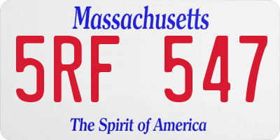 MA license plate 5RF547