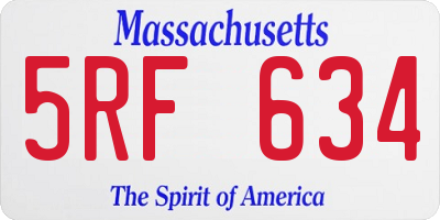 MA license plate 5RF634